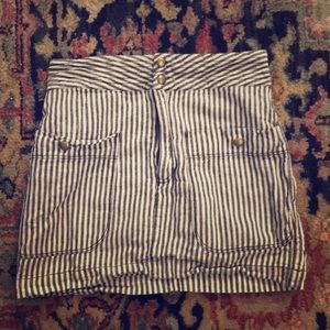 Black and White striped high waisted mini skirt